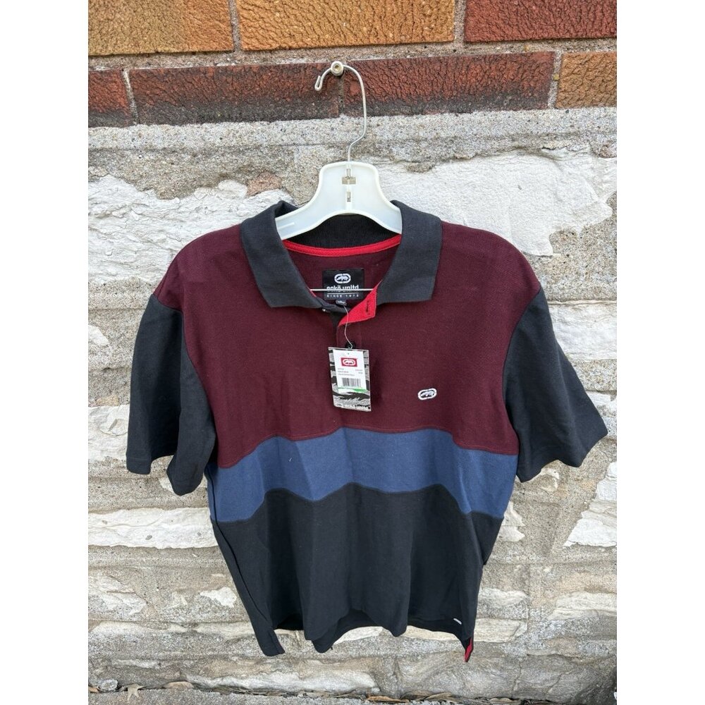 NWT Ecko Unltd Men’s Black Red Navy Short Sleeve Polo Shirt EM-K10018 - Size L